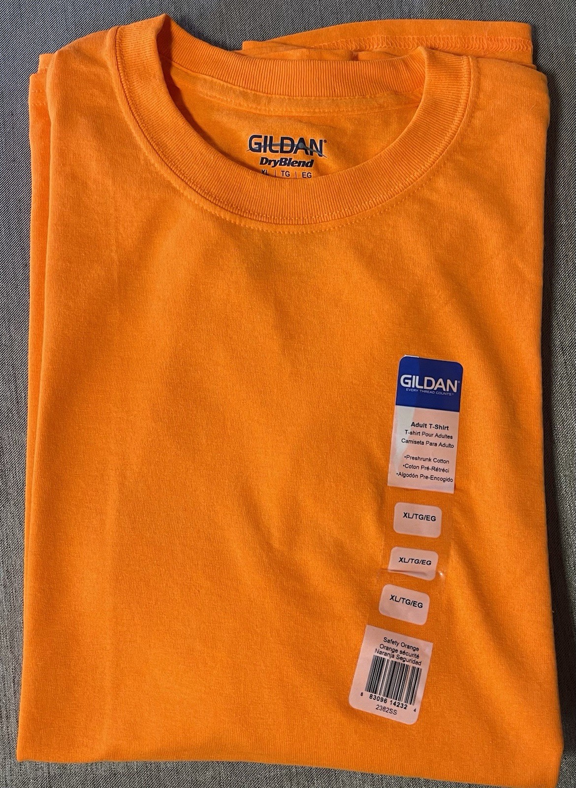 GILDAN DryBlend, Hunter Safety Orange, Tee Shirt, Adult XL, Preshrunk, NWOT
