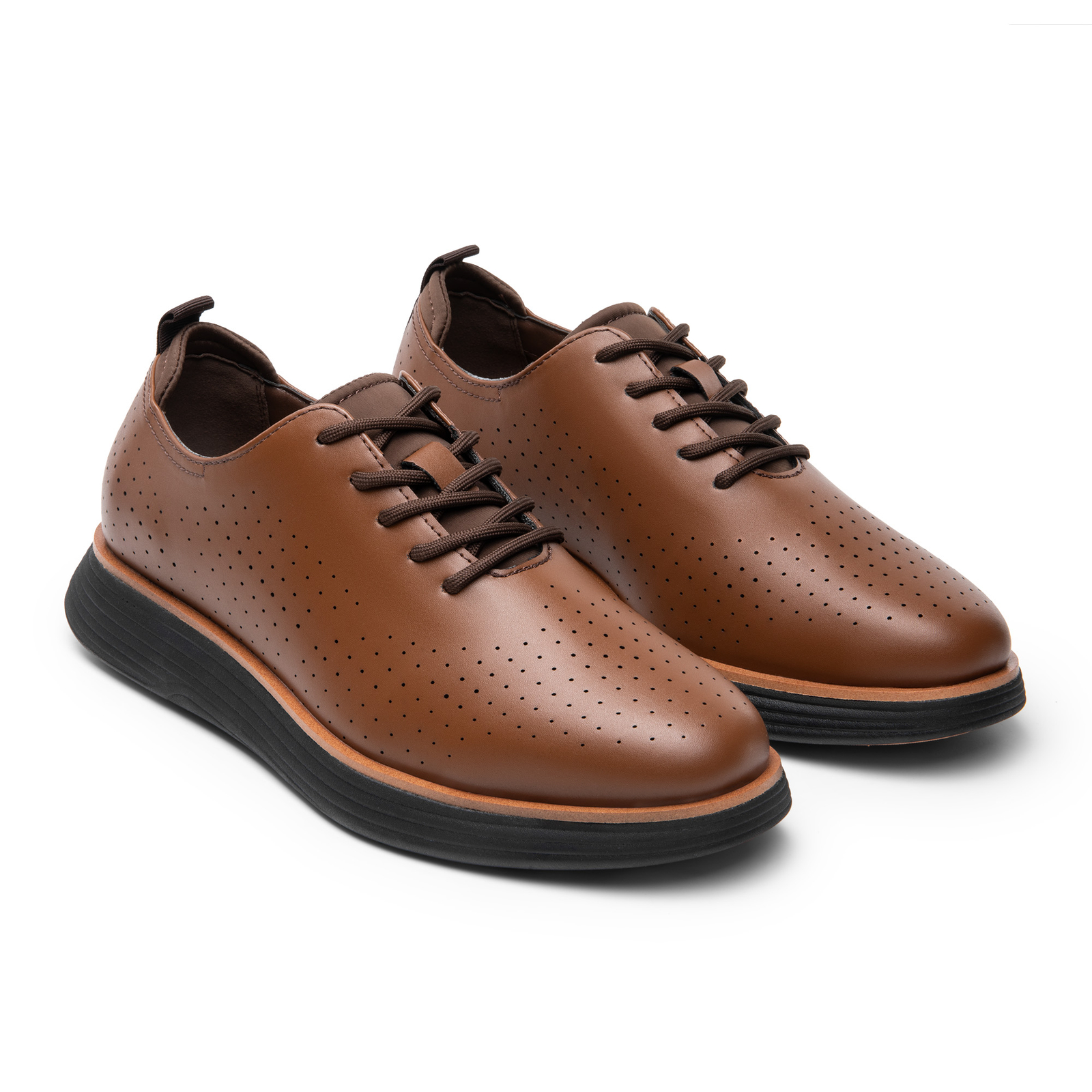Men’s Dress Sneakers Oxfords Breathable Casual Formal Business Shoes-Brown