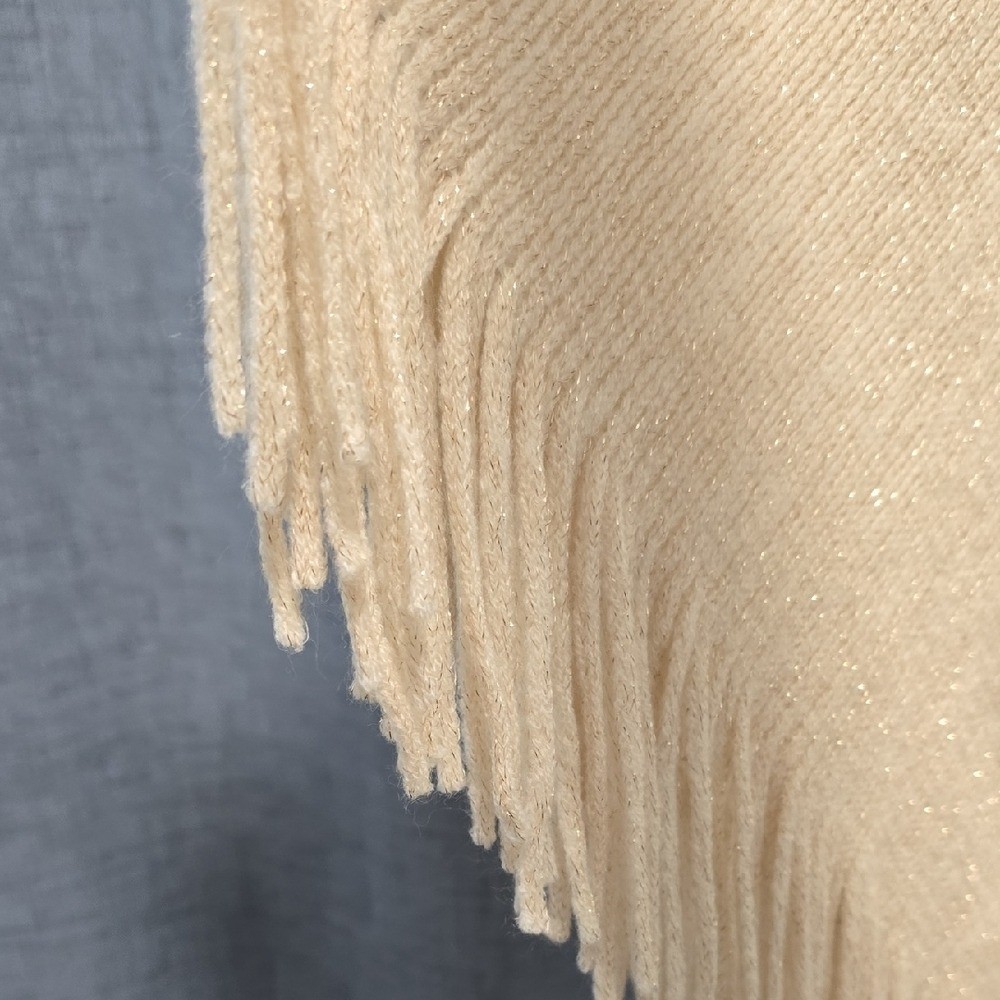 Chico’s Cream Knit Poncho with Metallic Accents