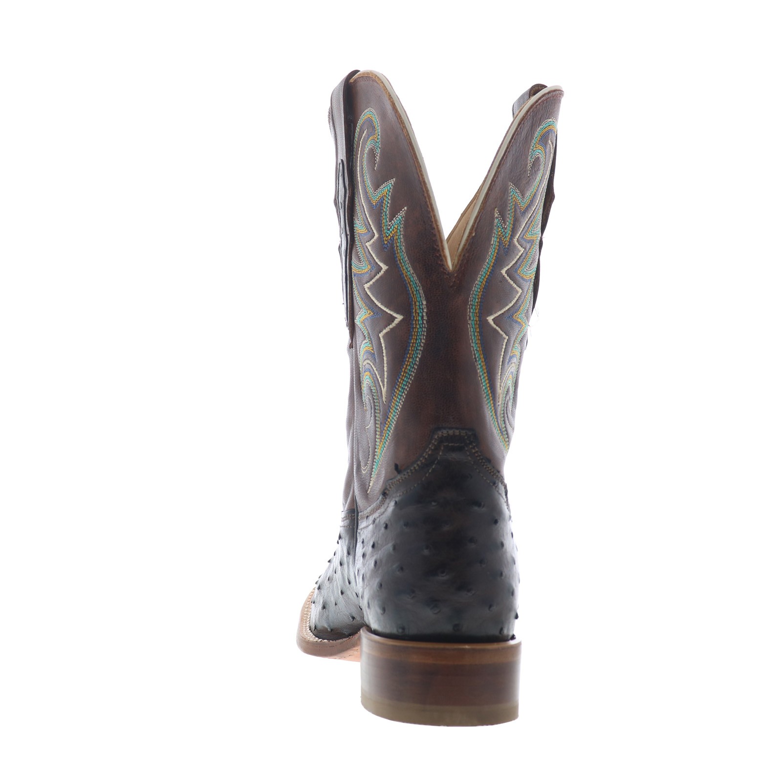 Tony Lama Foster Full Quill Ostrich Made In USA Mens Black Wide Western Boots