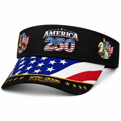 Custom Visor Hat for Men Women Polyester 250th Anniversary Usa Visor Hat