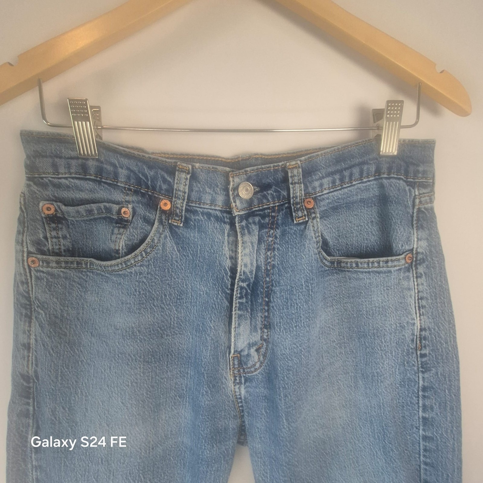 Levis 505 Regular Fit Straight Leg Blue Denim W32 L32 Wash Strech Classic