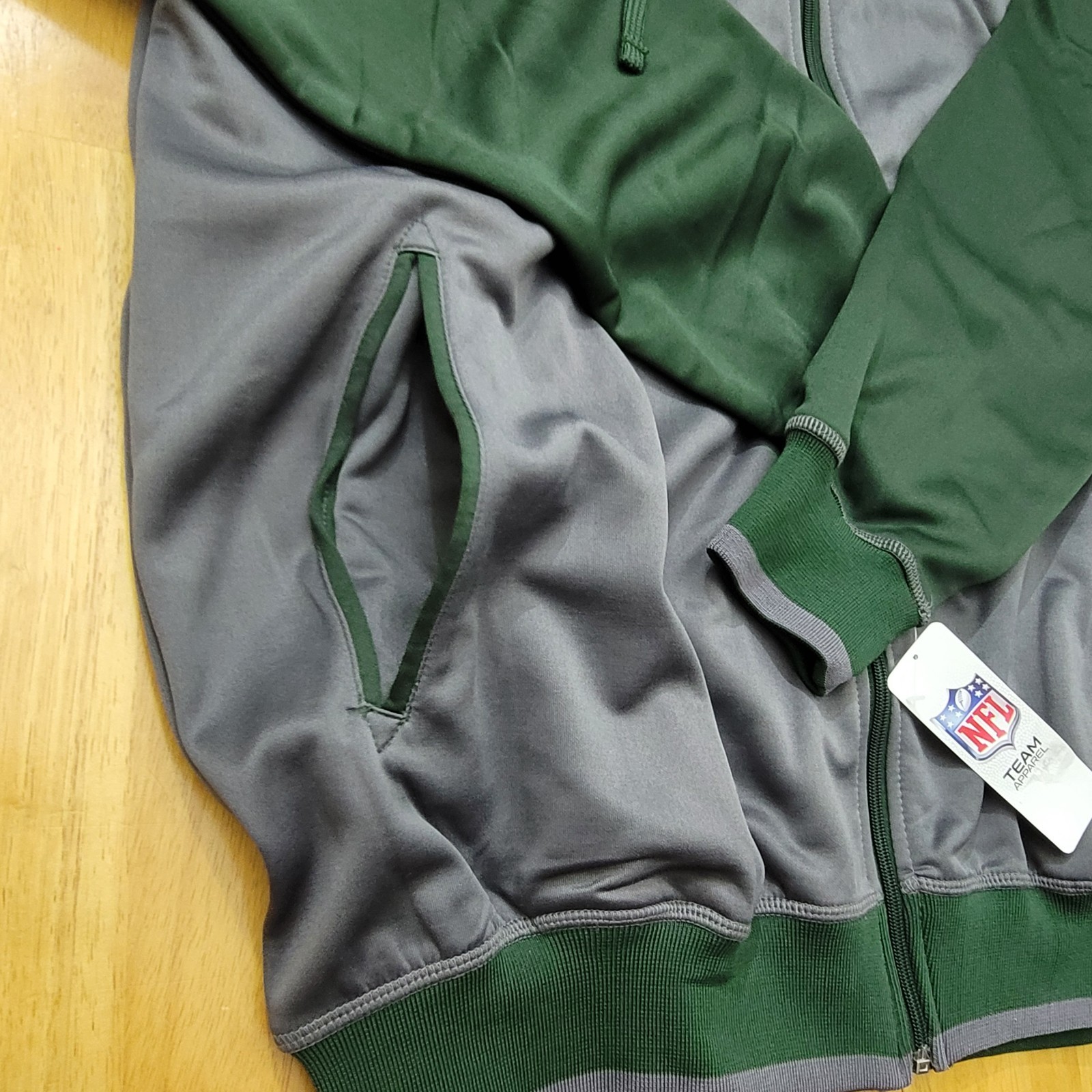New York Jets NFL TX3 COOL Full Zip Hoodie Jacket Mens XLT Green/Gray NWT