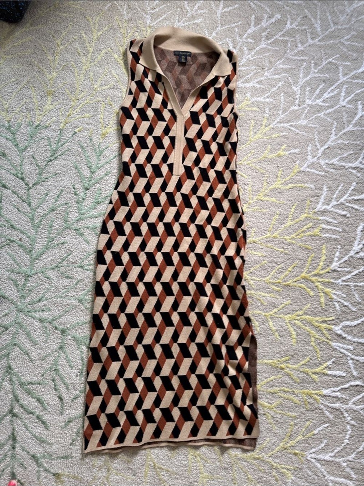 House of Harlow 1960 geometric graphic midi sleeveless retro dress M
