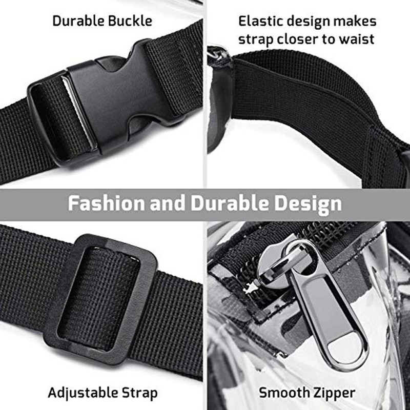 Clear USB Tote Bag PVC Zipper Stadium Approved Shoulder Handbag Purse Chest