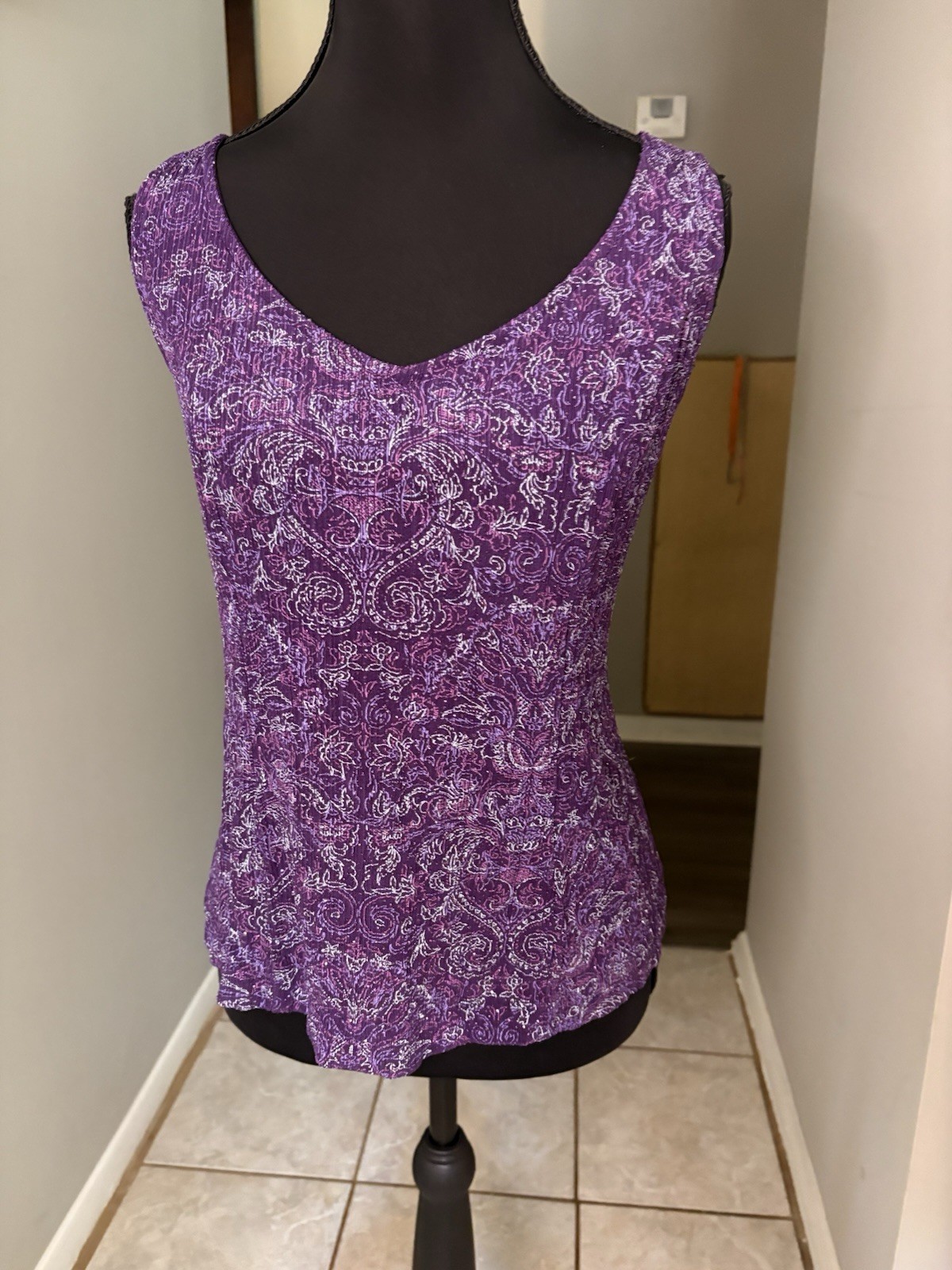 Y2K Whimsygoth Alex Evenings Purple Paisley Tank W Purple Sparkles