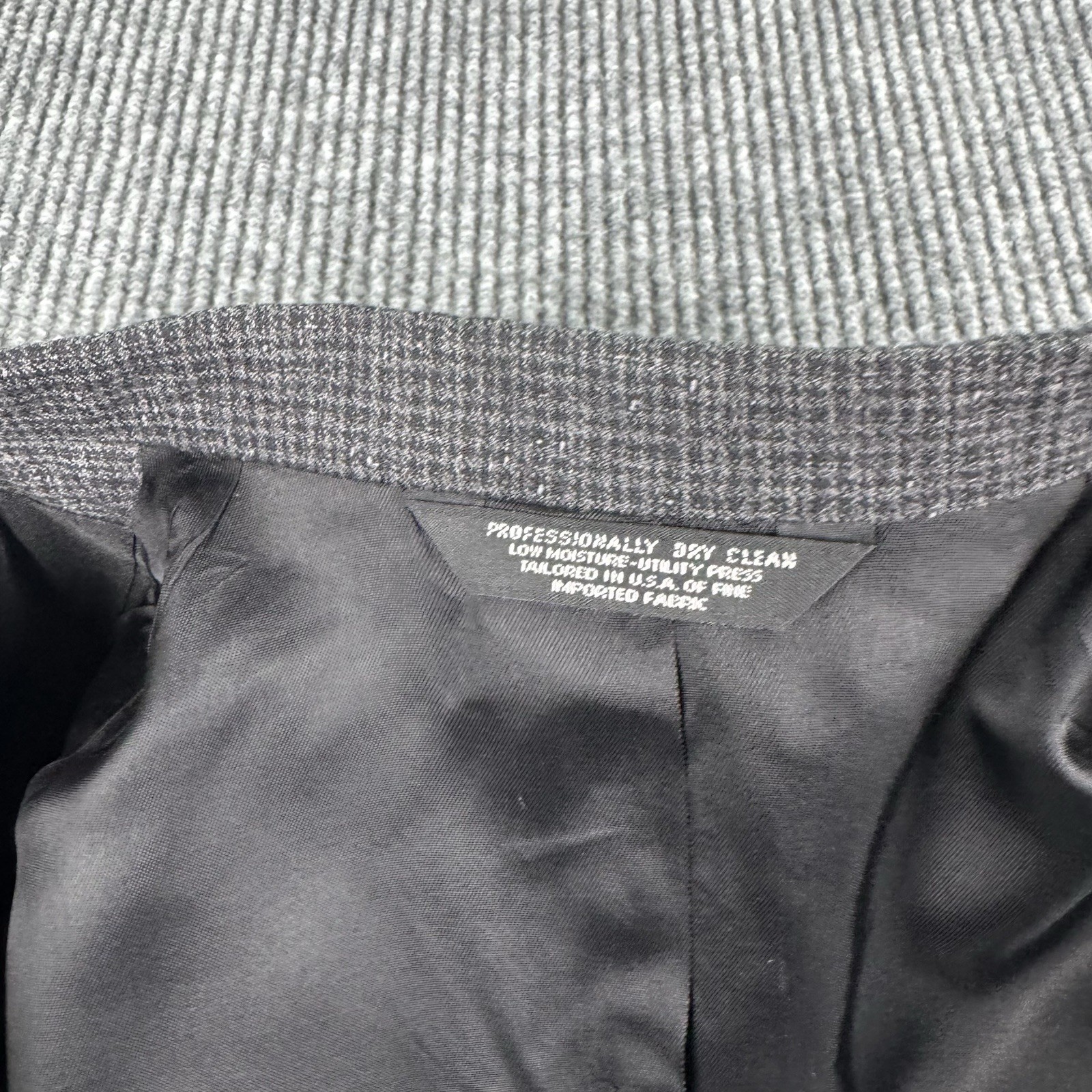 Vintage Pierre Cardin Suit 40 Gray Wool Nailhead Double Breasted Pleated 28×30