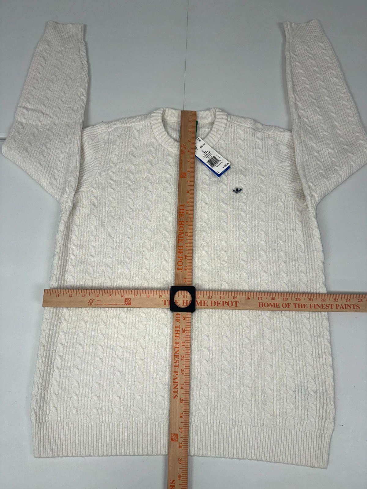 Adidas Originals Cableknit Golf Sweater Men’s Large Chalk White Crewneck JN9740