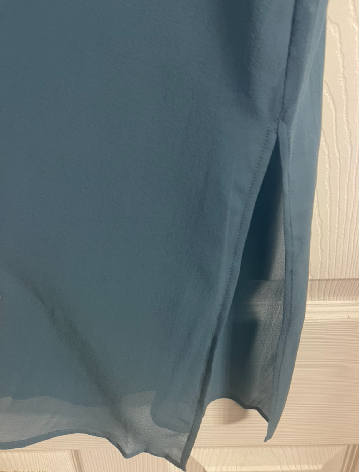 NWT $248 Eileen Fisher River Sheer Silk Georgette Mandarin Collar Shirt M XL