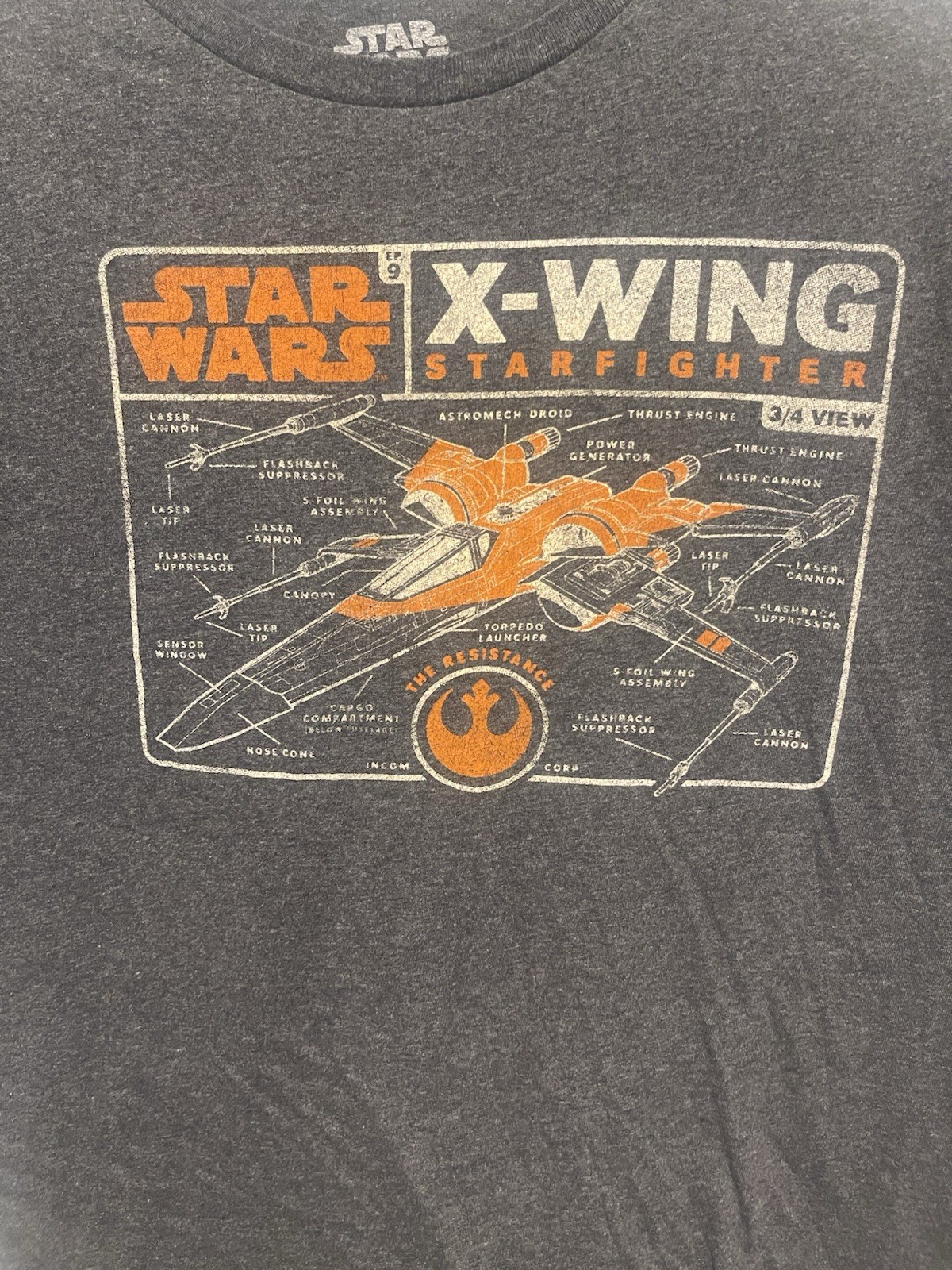 Star Wars X-Wing Starfighter Graphic T Shirt Men’s Medium Gray Fifth Sun
