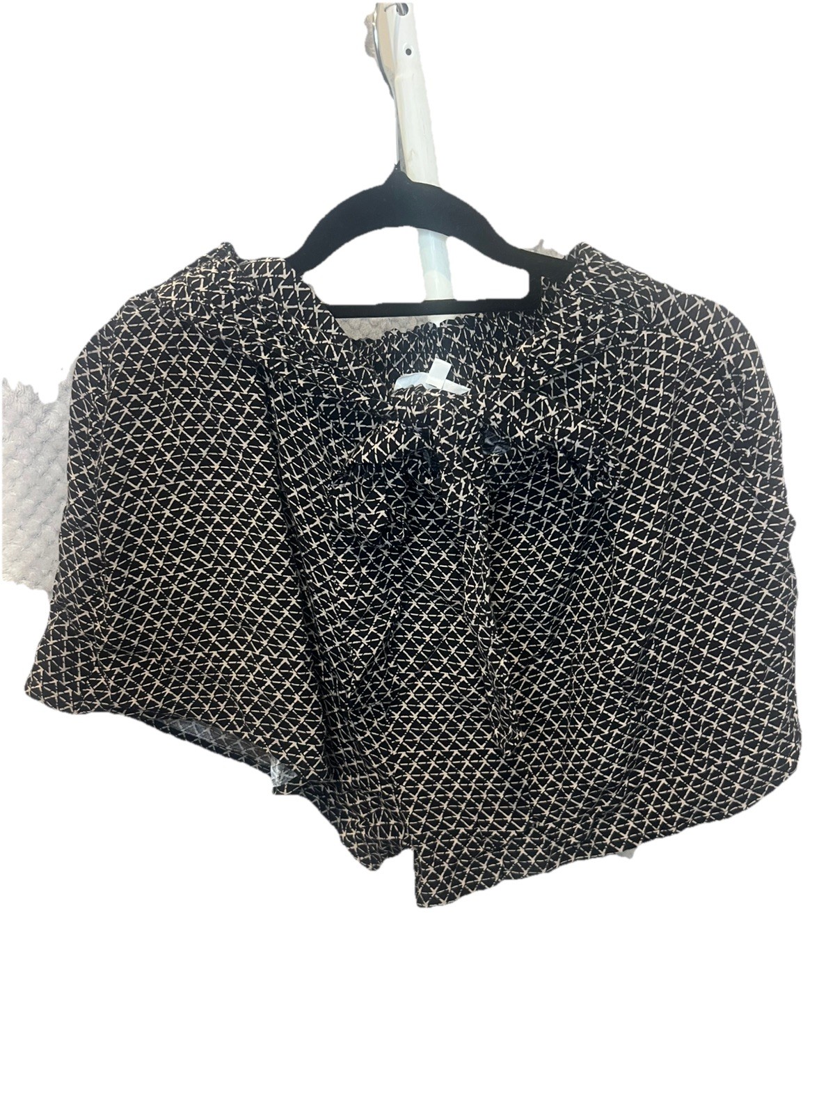 Seed Heritage Black Viscose Geo Print Tie Waist Shorts Size 10