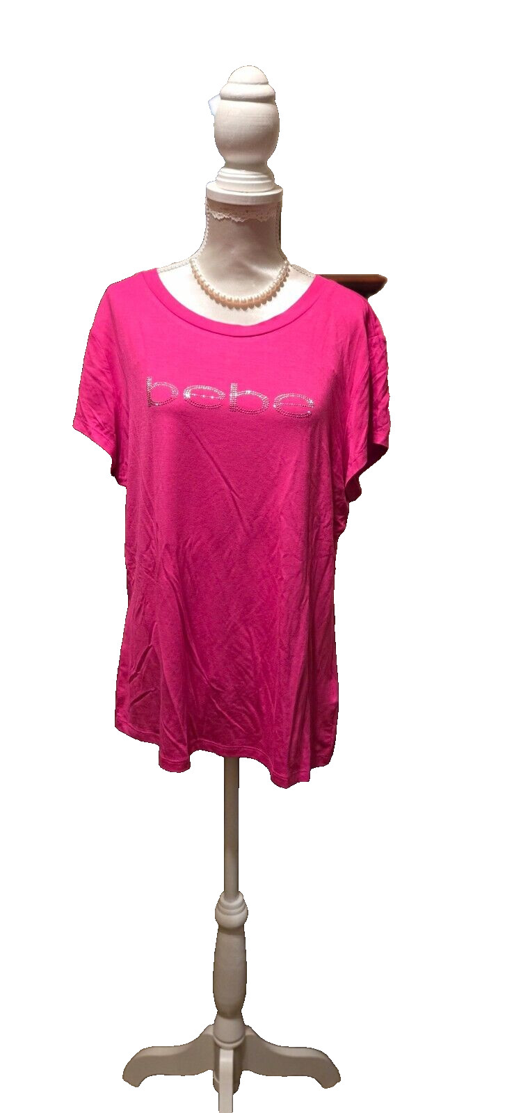 Bebe Rhinestone Logo Tee – Size Large – New with Tags