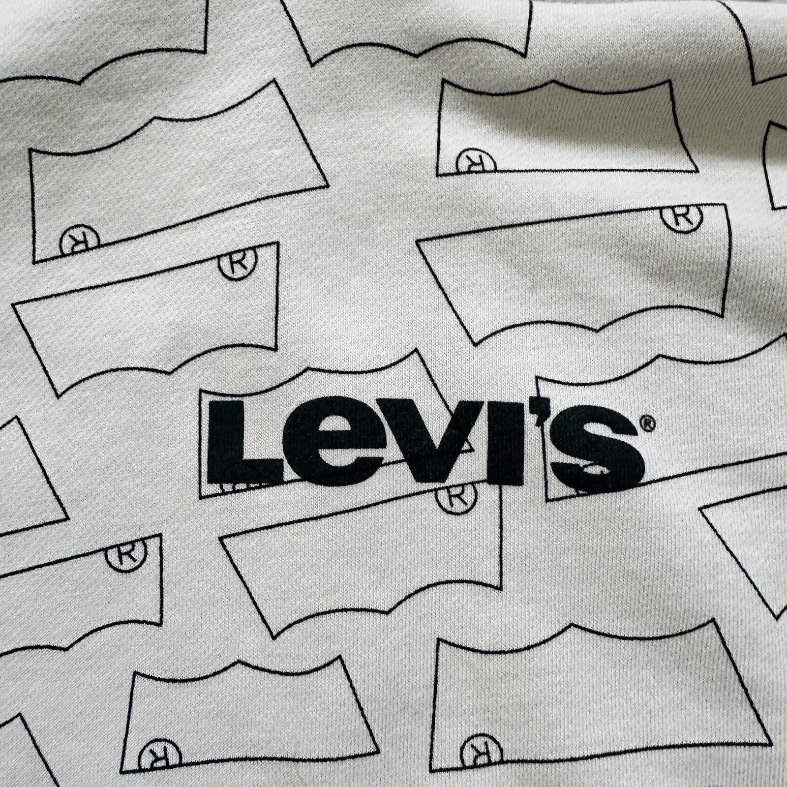 Levi’s Batwing Logo Relaxed Fit Pullover Fleece Hoodie Sweatshirt White Mens S