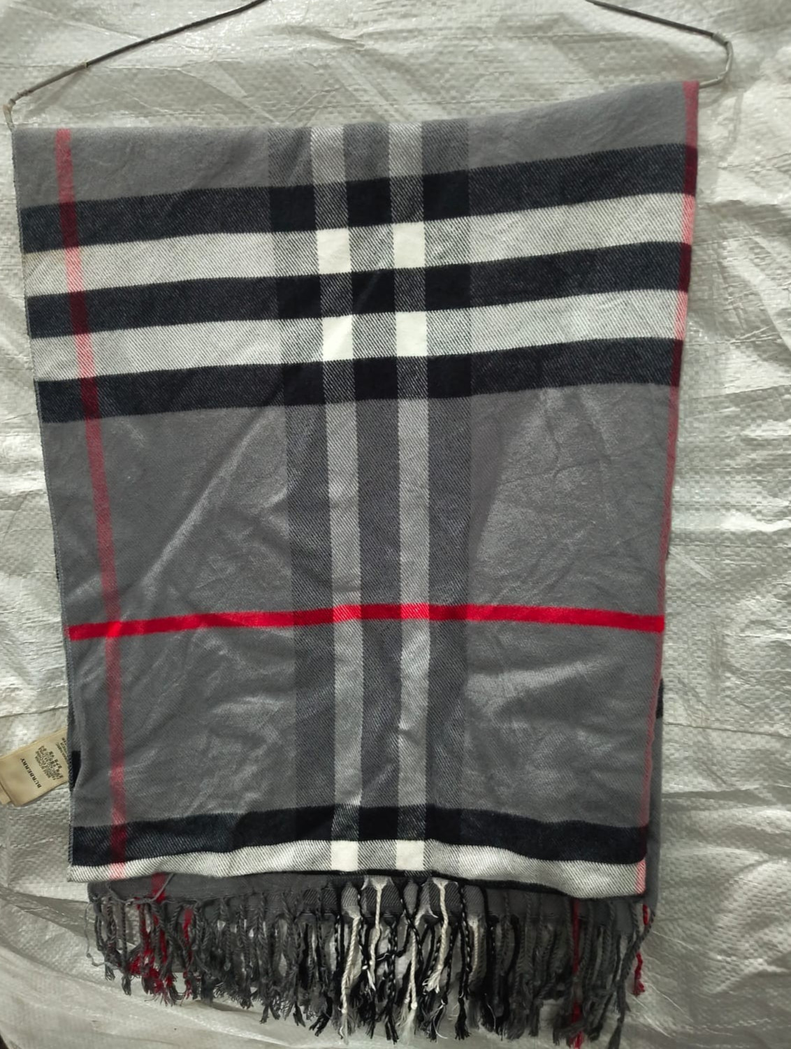 Burberry London Scarf Classic Check Shawl Wrap Vintage Plaid Made In Scotland
