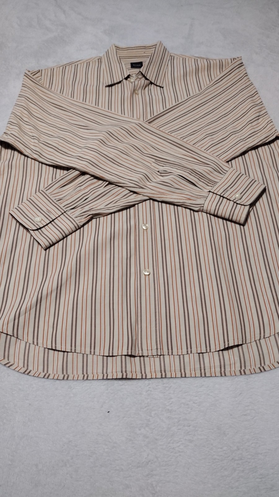 Hugo Boss Slim Fit Men’s Shirt XL Striped Long Sleeve Brown Orange Green Romania