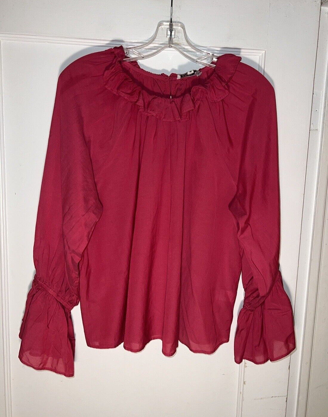Mille Resort & Travel Pink Blouse Ruffle Balloon Sleeve Pink Size M. d403
