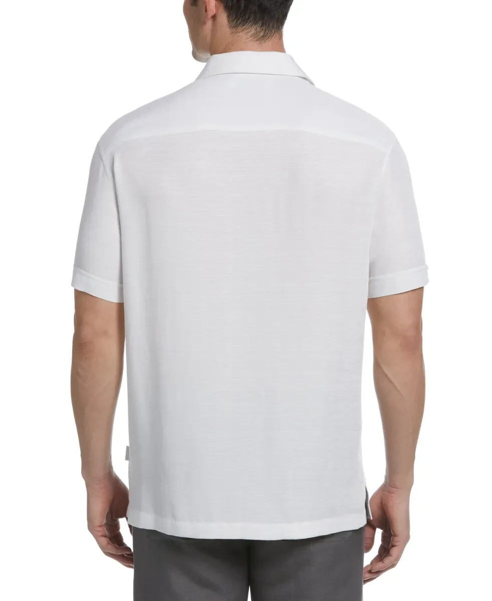 CUBAVERA Brilliant White Floral Shirt Lightweight Button-Up Regular Fit S