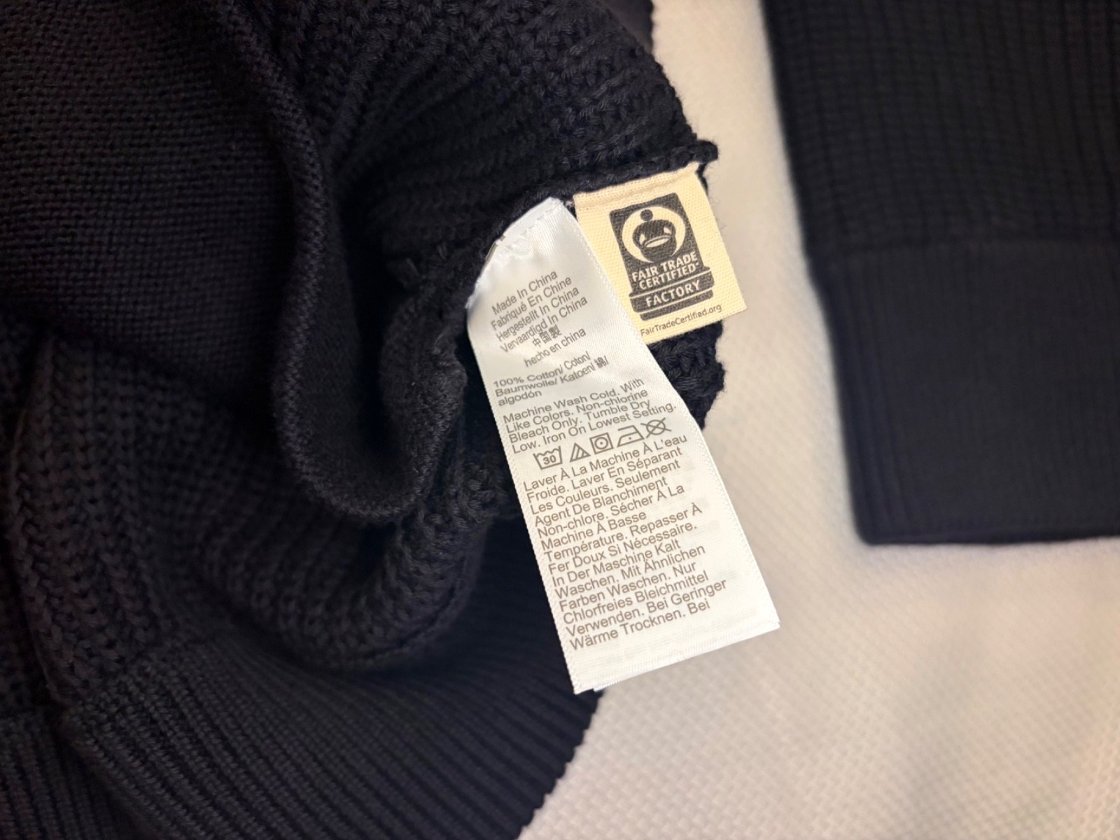 Madewell men’s Cotton Shaker-Stitch Full-Zip Sweater, Obsidian Blue, Size Large
