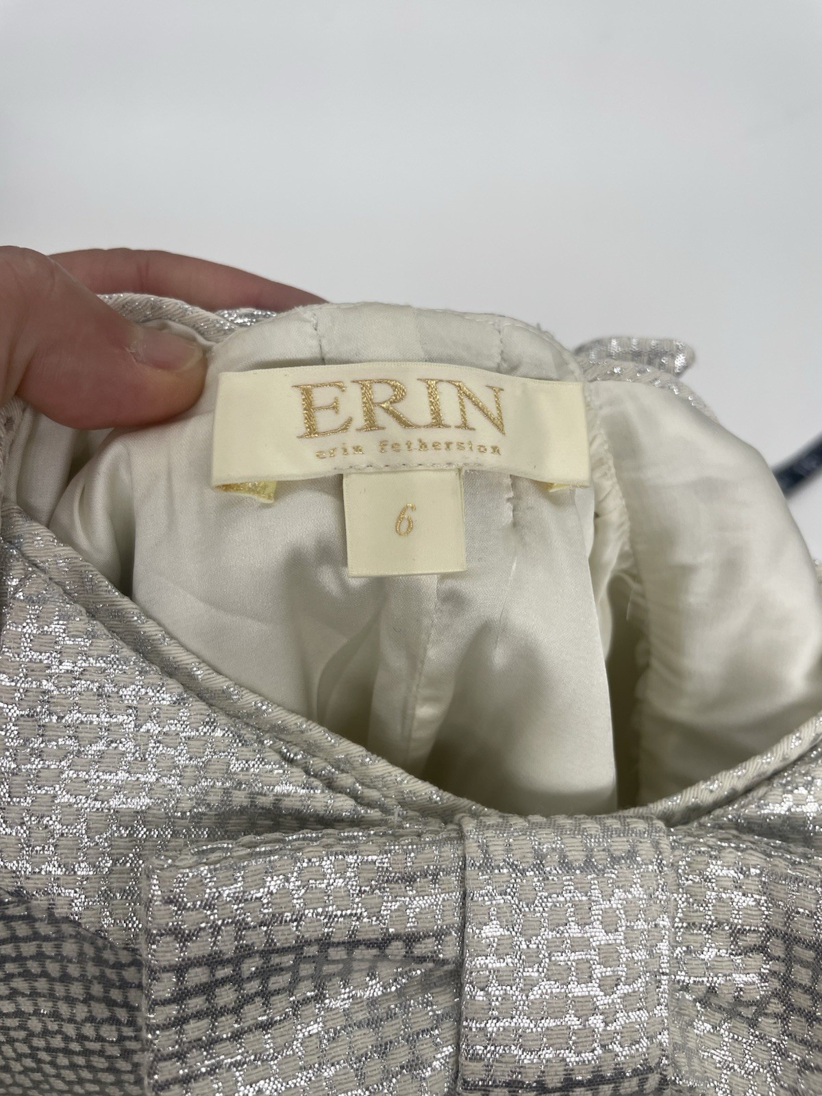 Erin Fetherston Coquette Retro Metallic Bow cocktail Dress 6 Bridal Prom Party