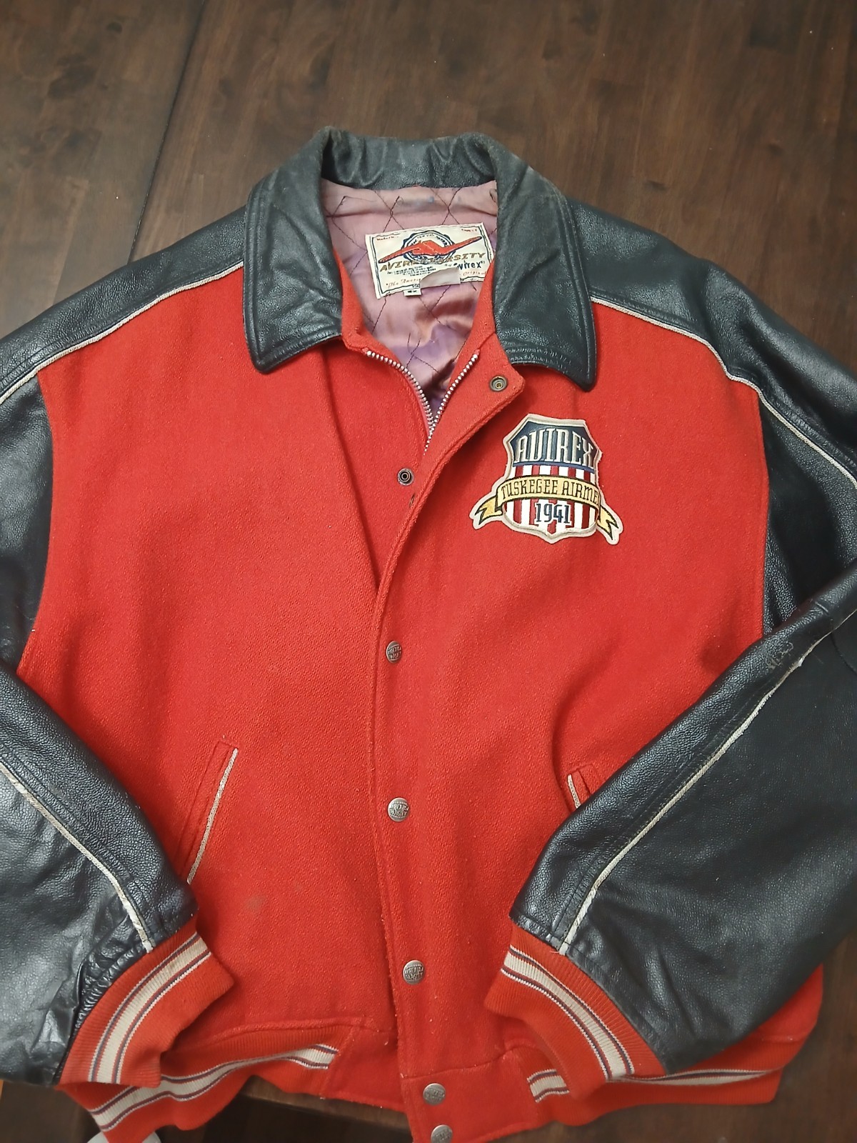 Vintage 90s Avirex Tuskegee Airmen Panthers Varsity Jacket – RARE Size 5 XL