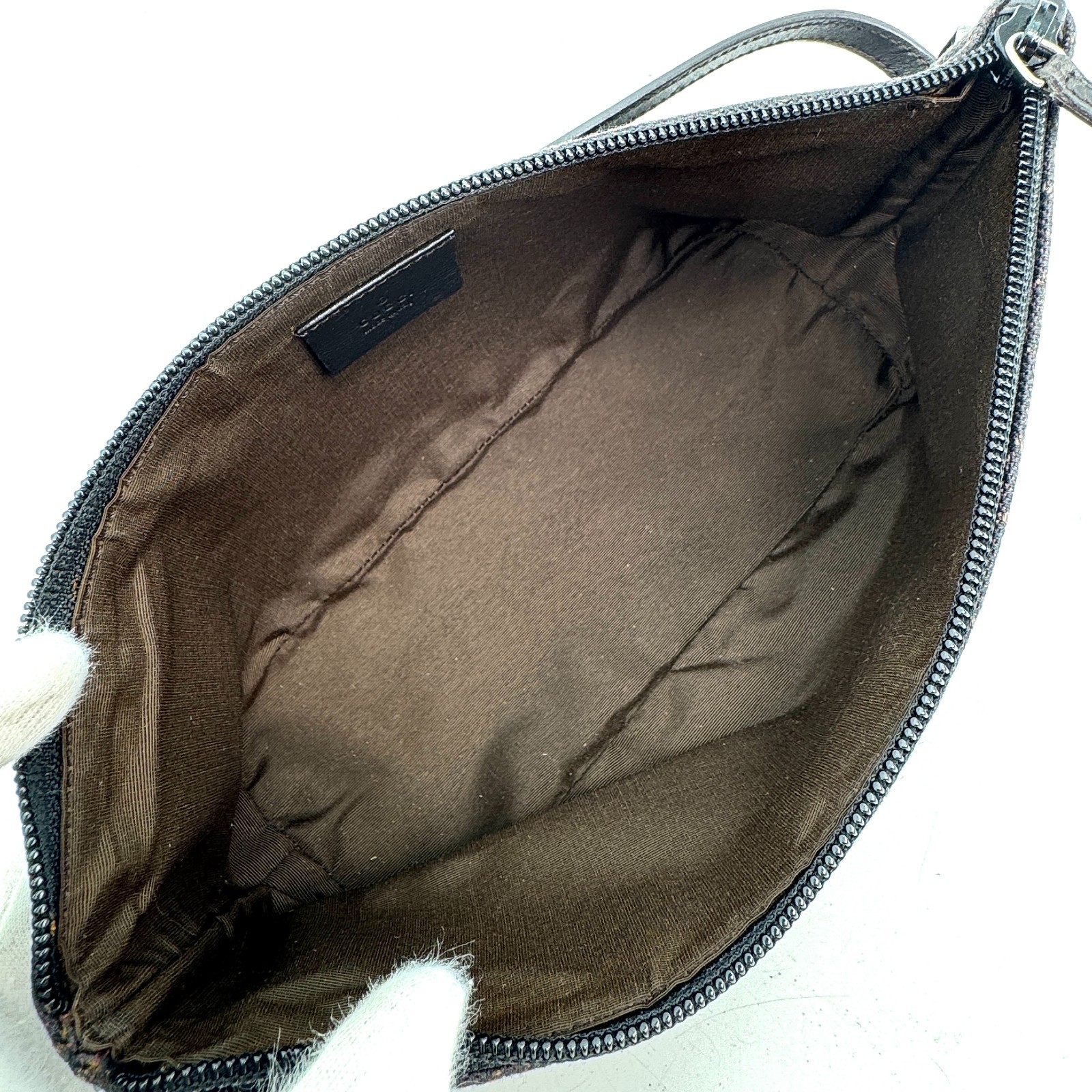GUCCI GG Canvas Leather Accessory Pouch Mini Handbag *beautiful