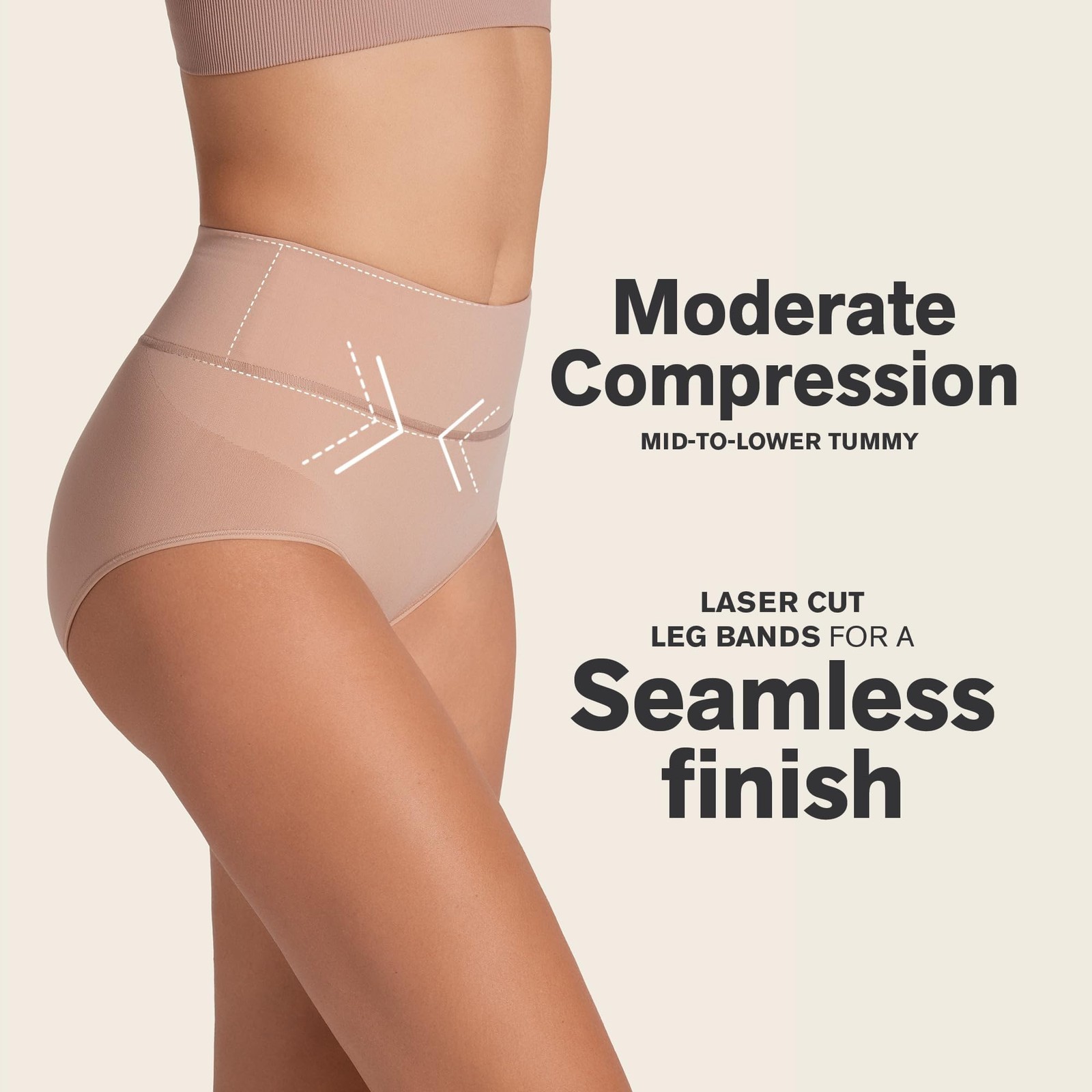 LEONISA High Waisted Classic Smoothing Brief Panties Beige Small $35 – NWT