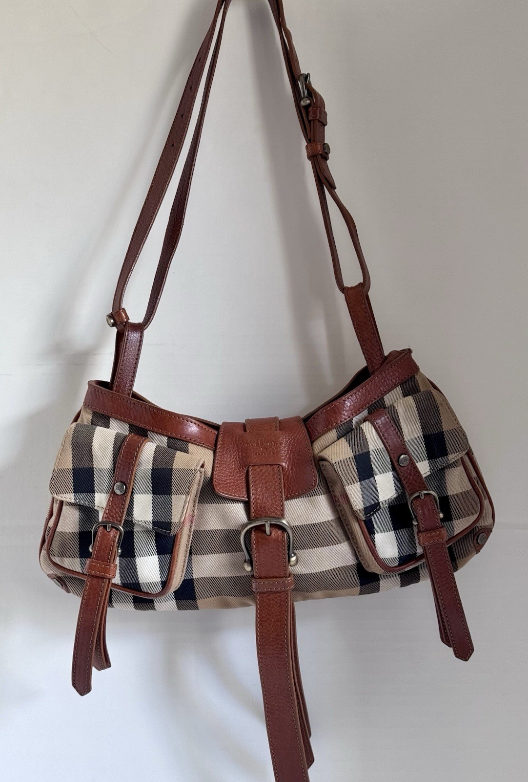 Burberry Nova Check Shoulder Bag Buckle Accent Logo Pre-Owned