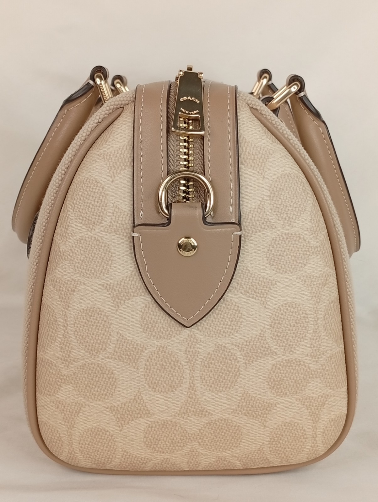 Coach Rowan Satchel Bag In Colorblock w/ Detachable Crossbody Strap Tan CAK58