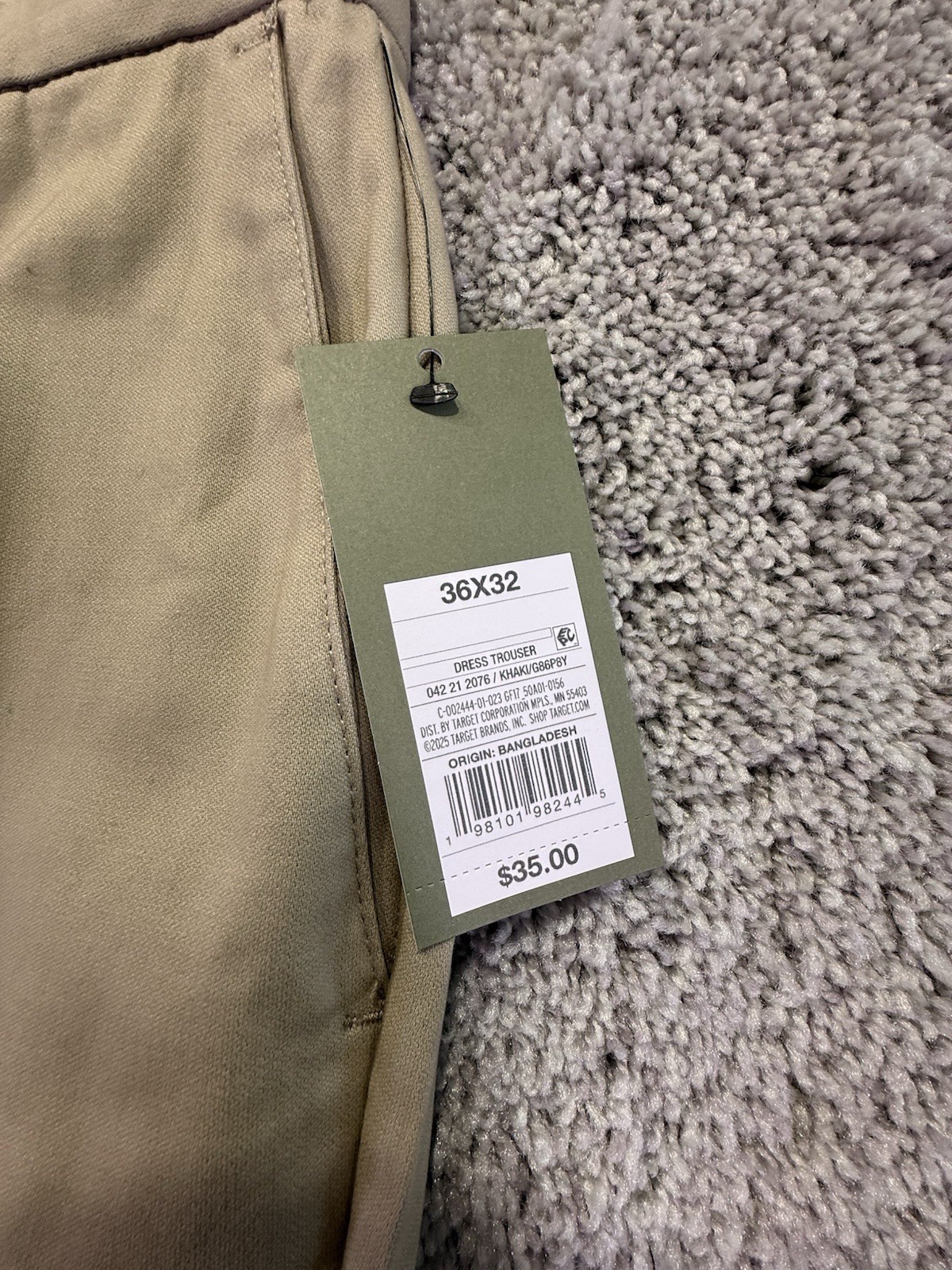 NEW Goodfellow & Co. Men’s Slim Trousers Tapered Leg Khaki Size 36 x 32
