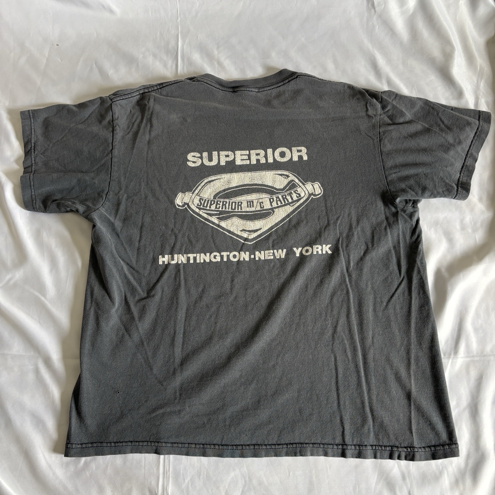 Vintage Motorcycle Shop Shirt Superior Huntington Ny Unique Distressed Size Md