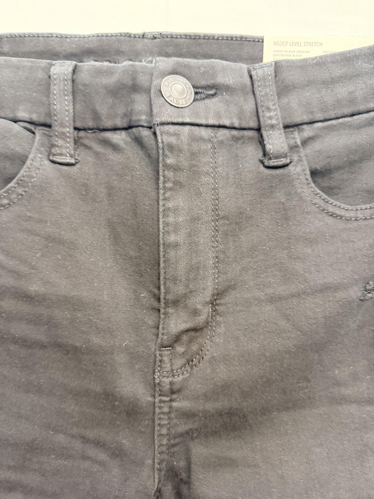 American Eagle Outfitters Jegging Jeans Womens 4 Black Hi-Rise Distressed 27×29