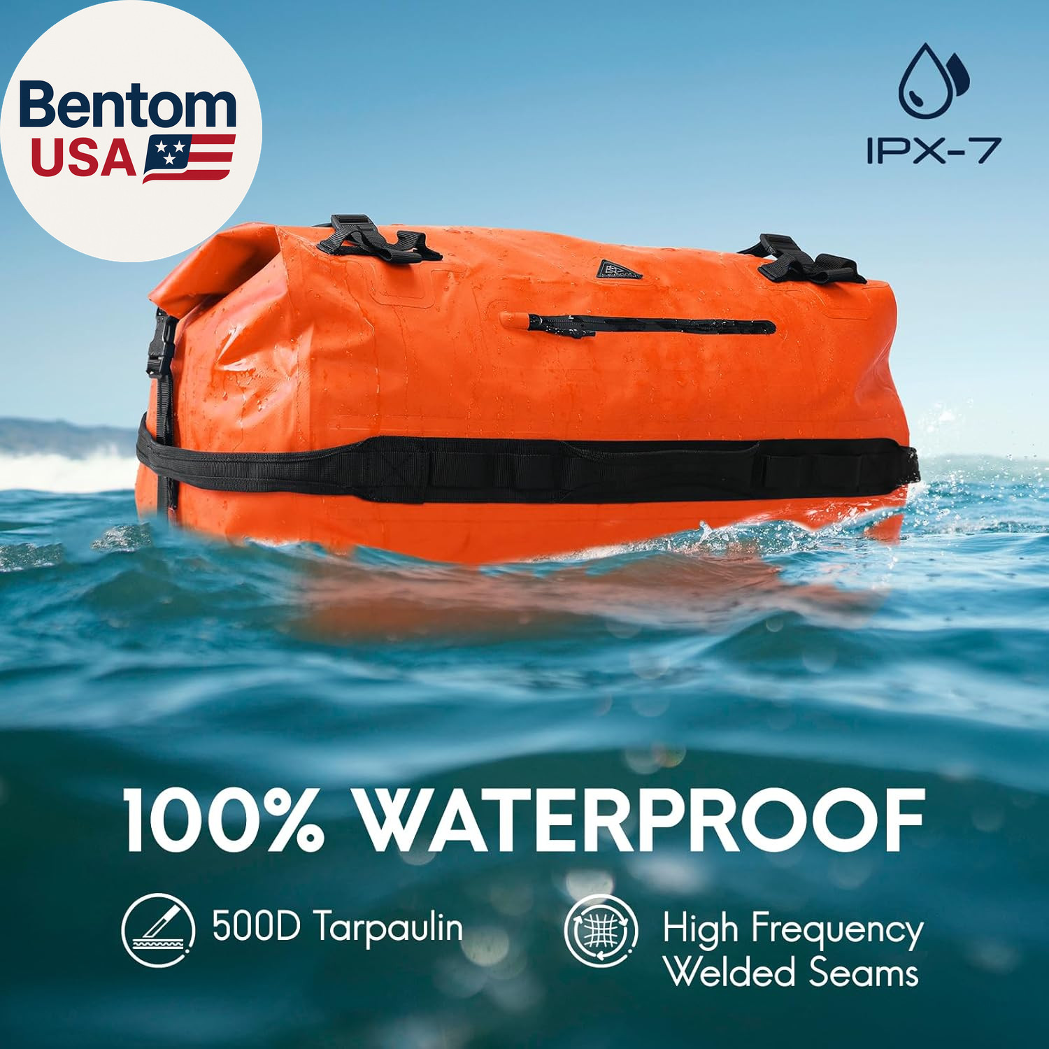 Large Waterproof Duffel Backpack Roll-Top Heavy Duty Dry Duffle Bag for Boating,