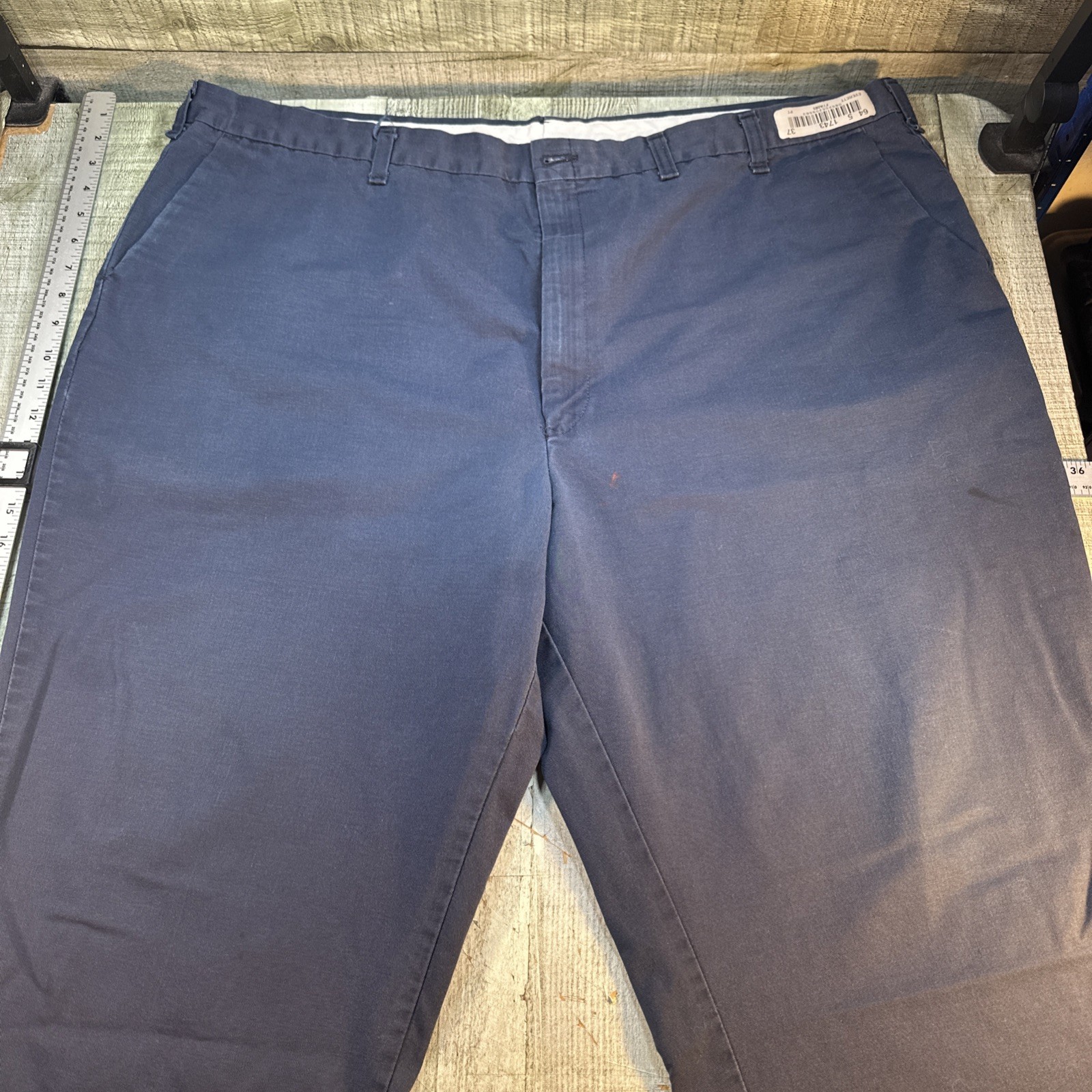 Mens Navy Blue Pants 48×30 Classic Fit Casual Work Chino Flat Front