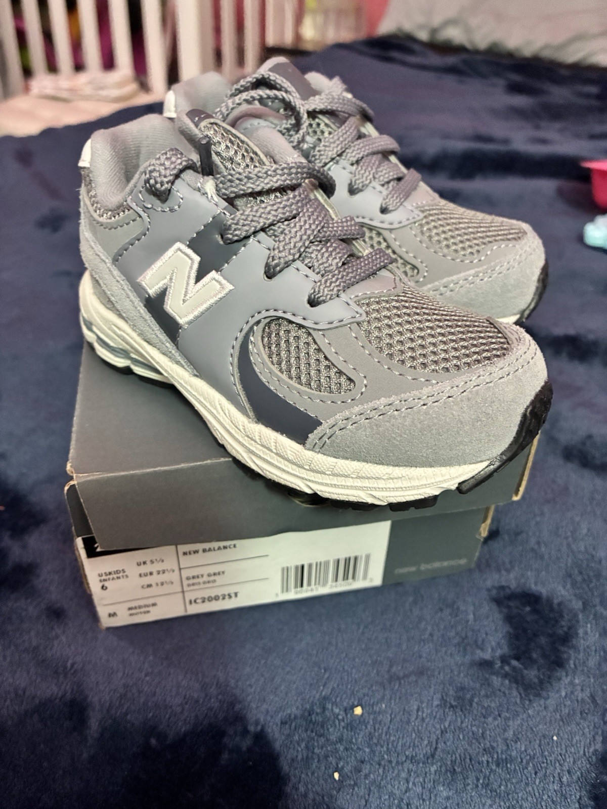 New Balance 2002R Unisex Kids US 6 Gray Mesh Lace Up Low Top Sneaker IC2002ST