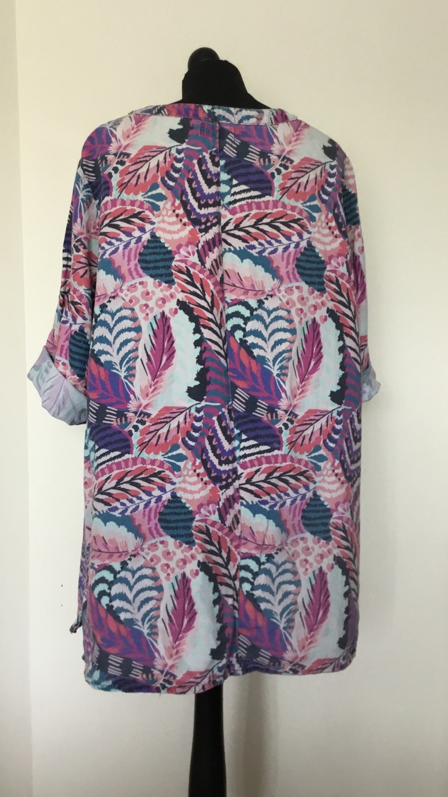 BOX2 UK 18-20 Multicoloured Cotton /Linen Swing Tunic Top With Two Front Pockets