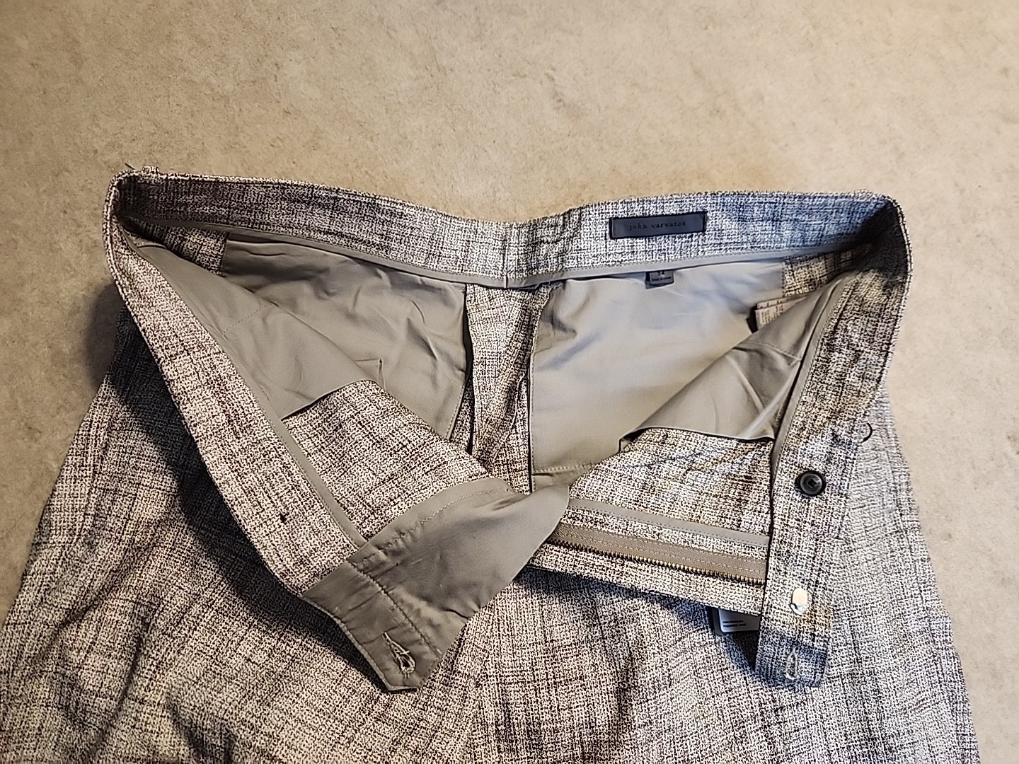NWT $598 John Varvatos Mercer Pants In hazelnut linen viscose blend sz 54 US 36