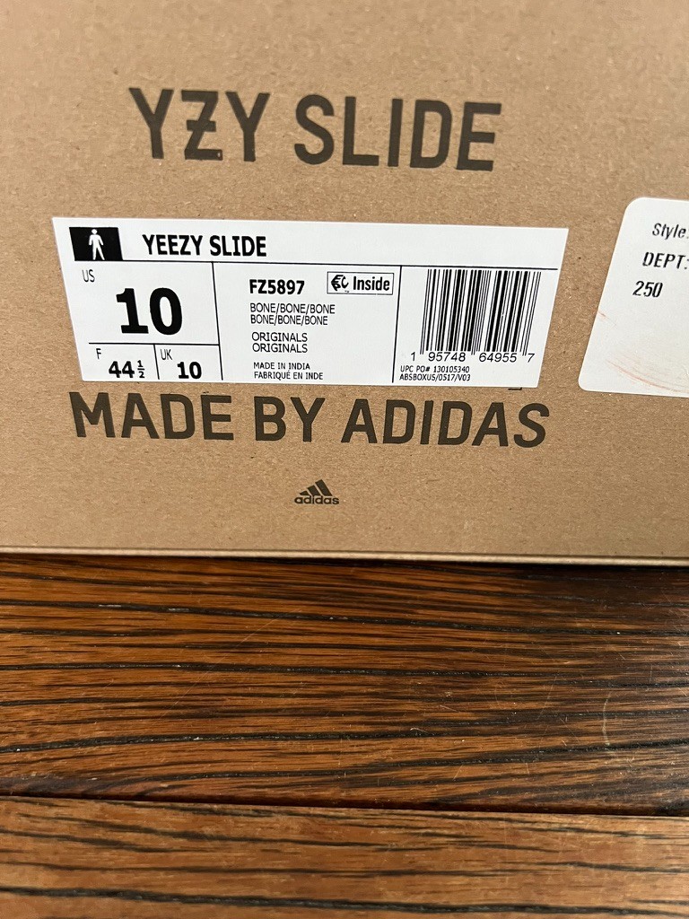 Adidas Yeezy Slide Bone (2022/2023 Restock) FZ5897 Sz 10 New