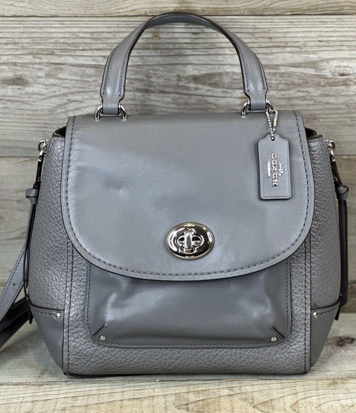 TRENDY Coach FAYE CONVERTIBLE BACKPACK 30525 Gray Leather Shoulder Bag Crossbody