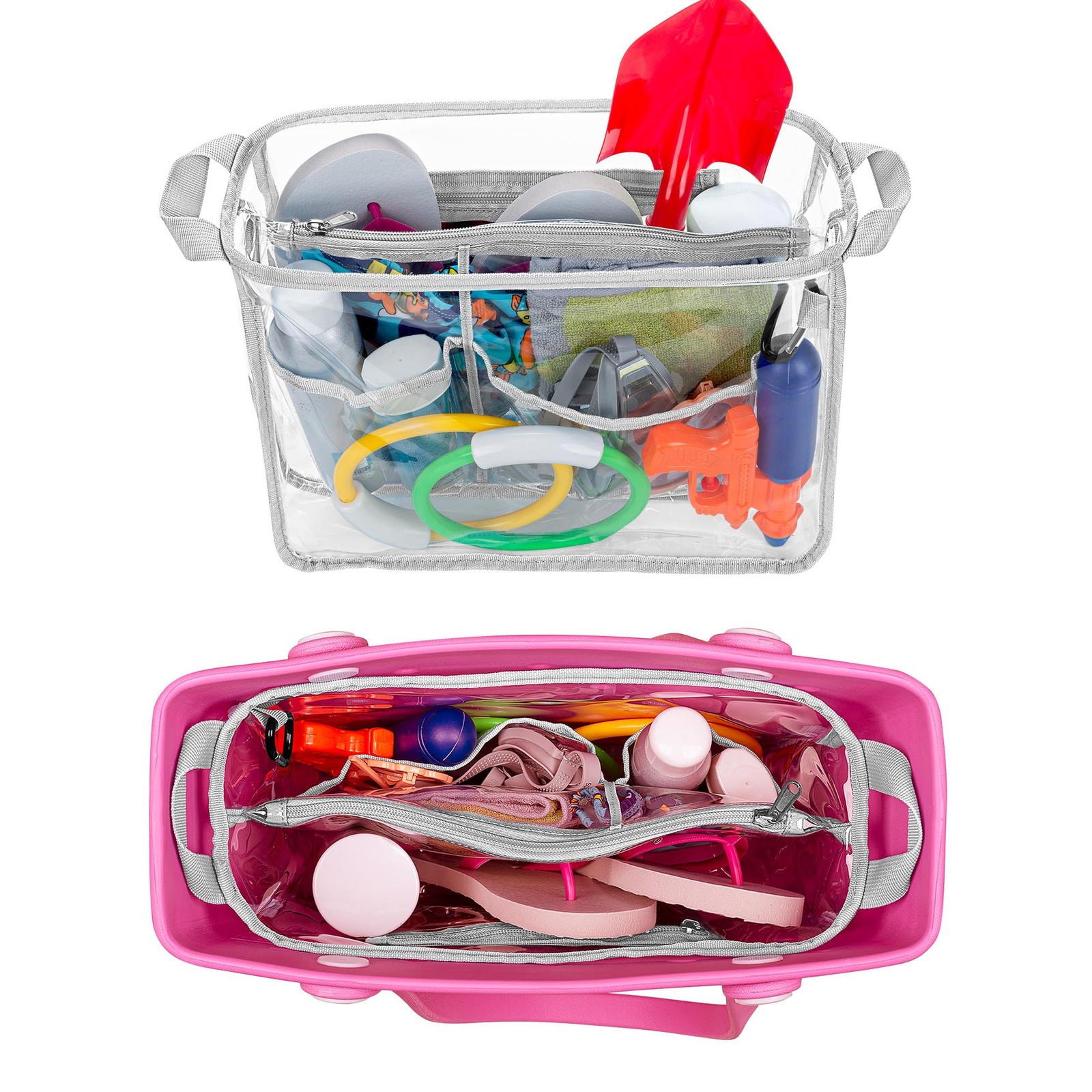 Clear Beach Bag Organizer Insert (12.4in x 10.2in x 4.3in) Compatible with Bo…