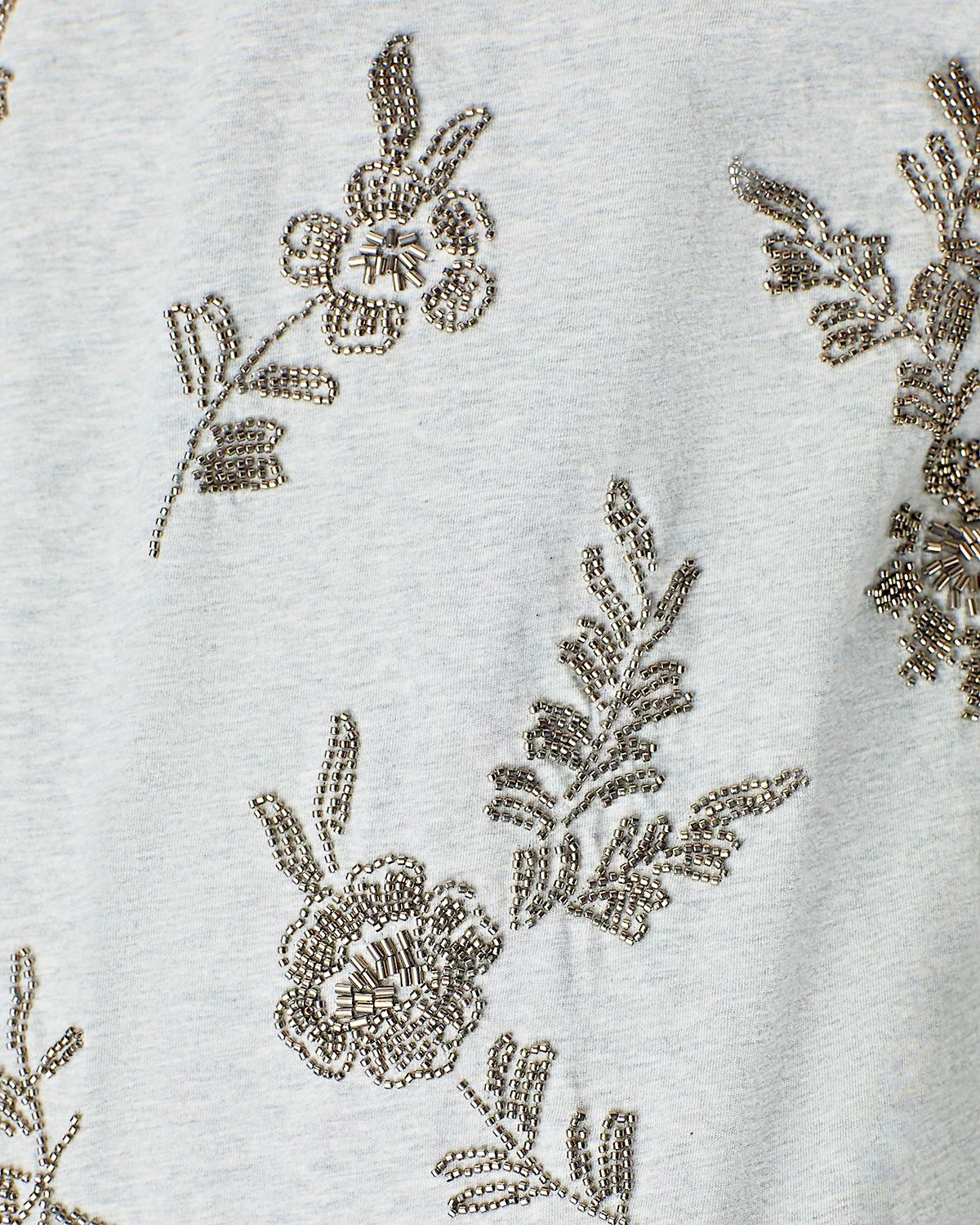 Johnny Was Heather Kimono Sleeve Tee Femke Beaded Cotton XL ⭐ Heather Grey NWT