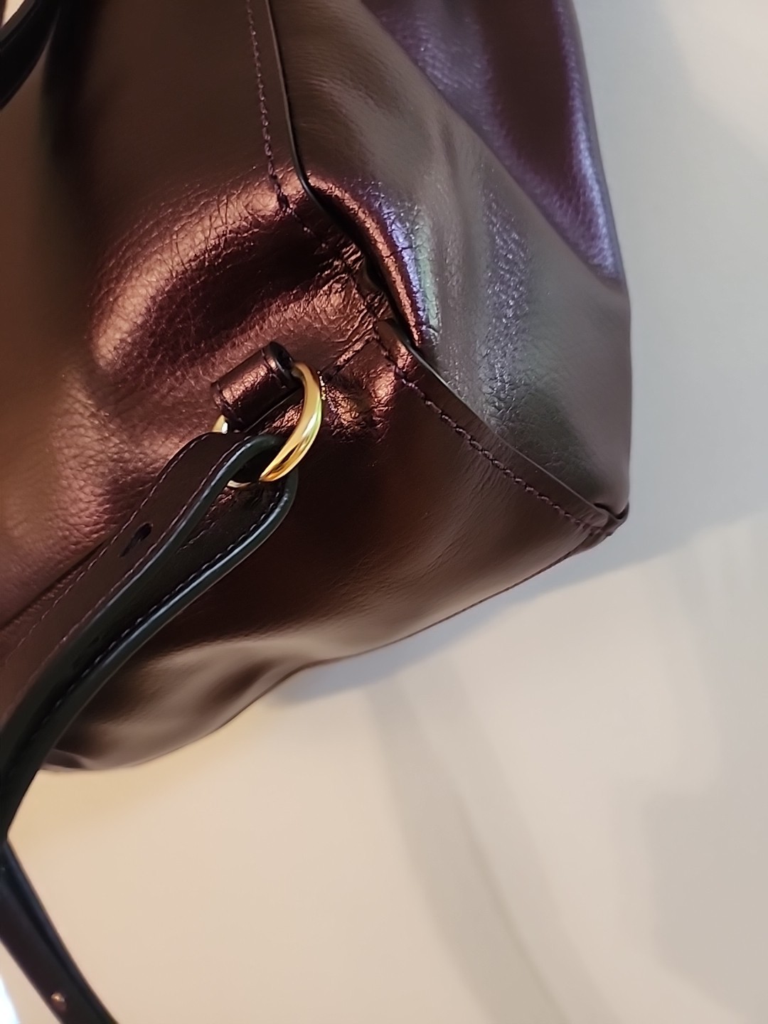 Coach Derby Metallic Eggplant Purple Leather Backpack EUC