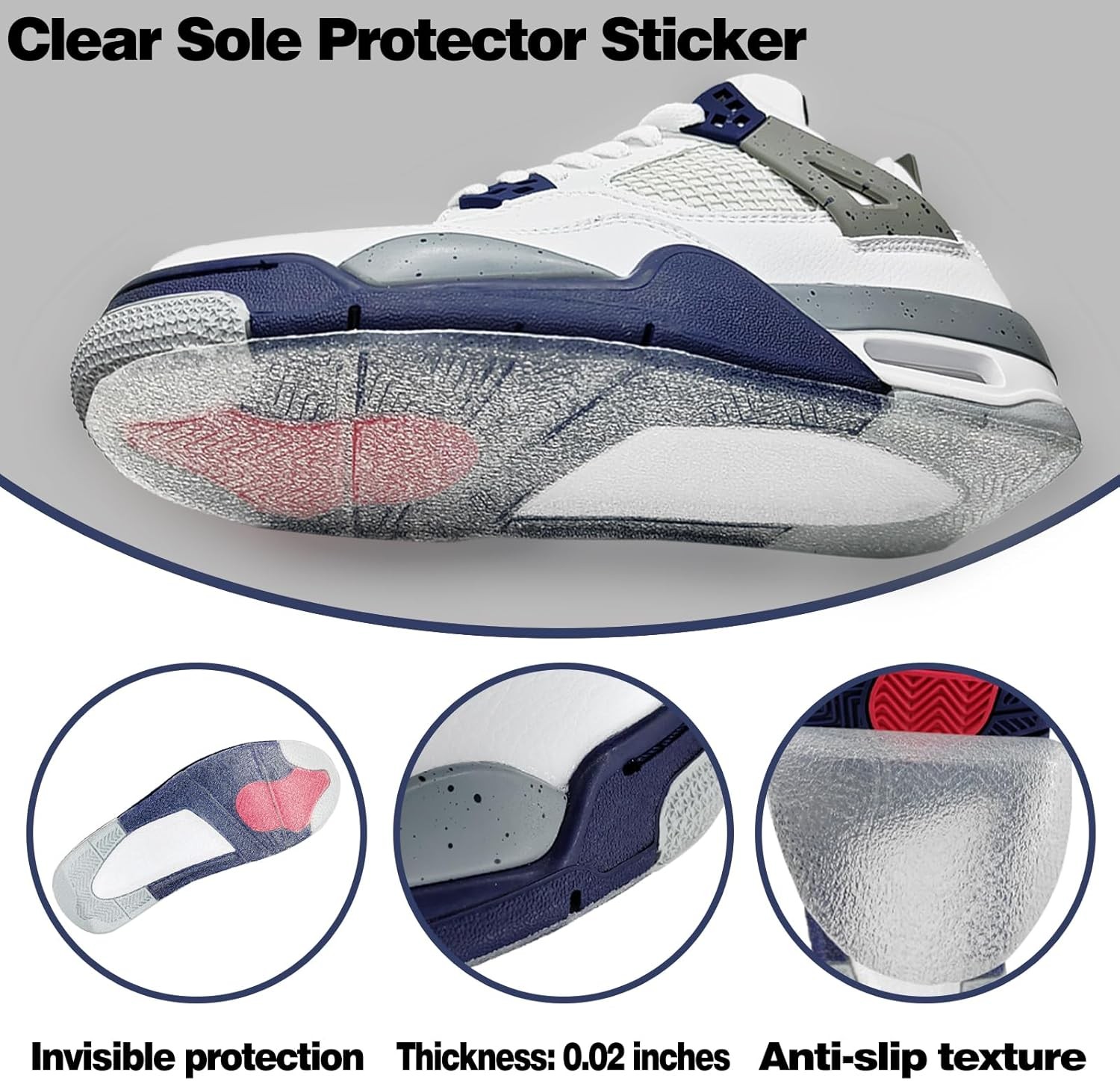 Sole Protector for Sneakers 2 Pack Transparent Shoe Sole Guard Anti-Slip Durable