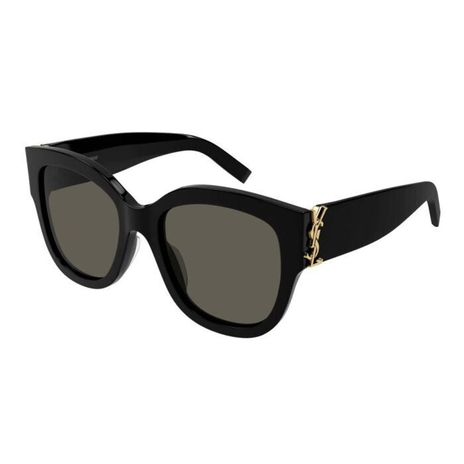 Saint Laurent SL M95/F 001 Black Gold Dark Grey Lenses Sunglasses AUTHENTIC