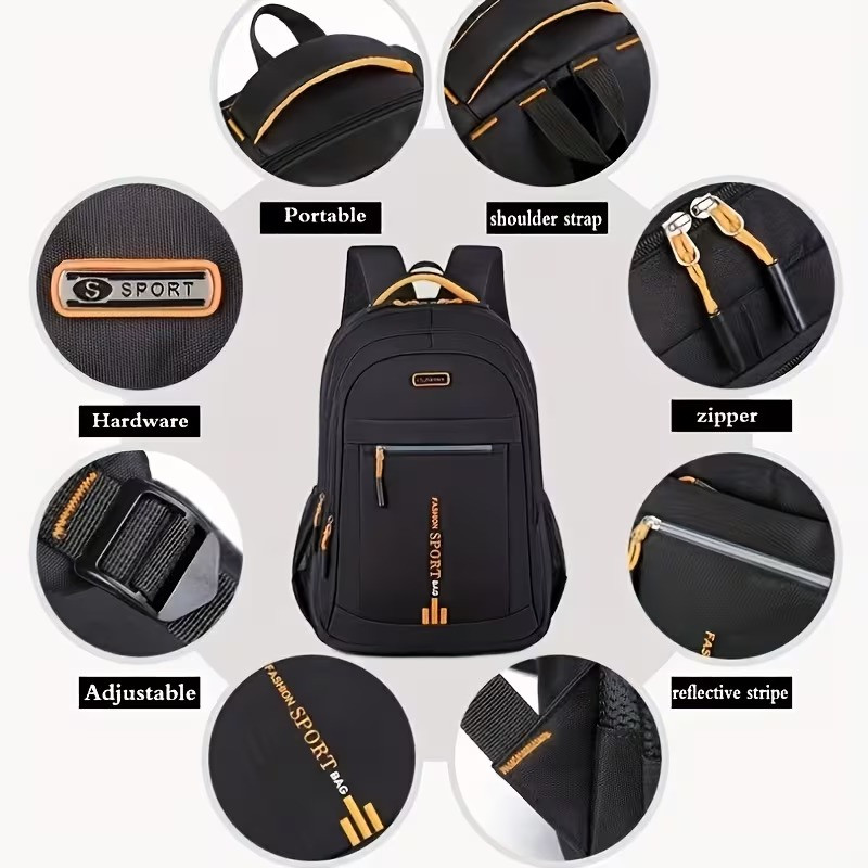 Men Backpack laptop Travel School Bag Large Capacity Black Waterproof University