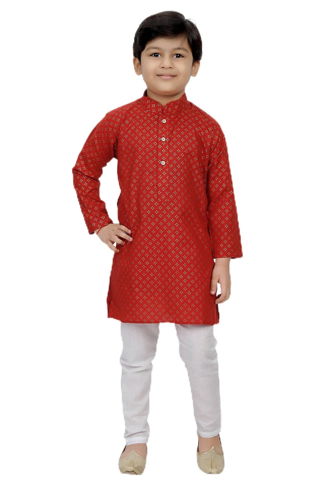 Tathastu Boys Cotton Kurta Set -TKS1286B-2-Red