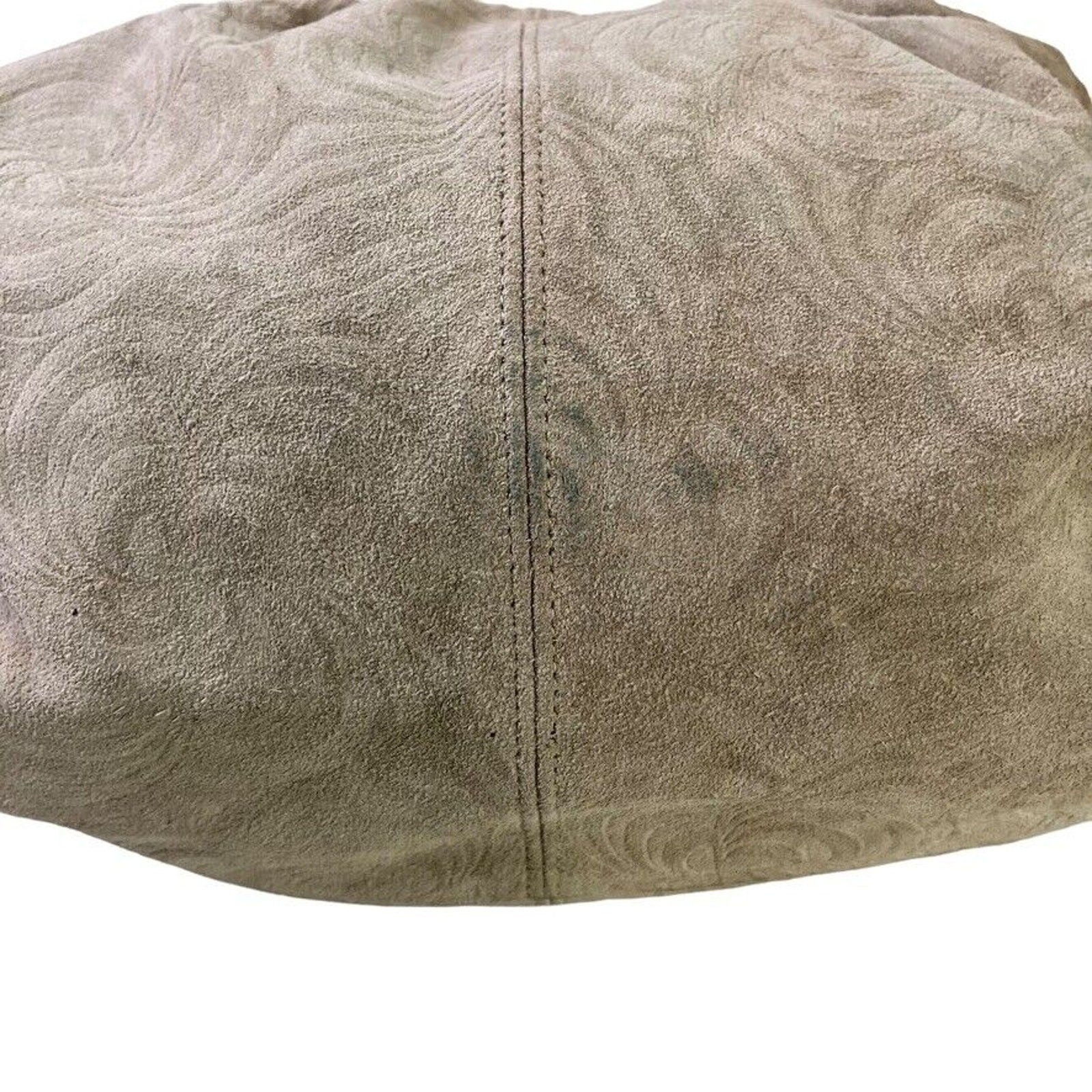 Stone Mountain Suede Embossed Swirl Print Large Double Handle Handbag Purse Bag