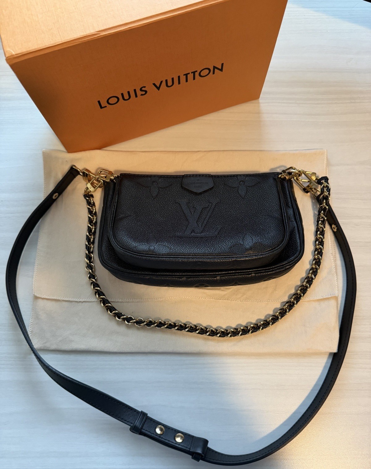 Louis Vuitton Multi Pochette Shoulder Bag Black Leather