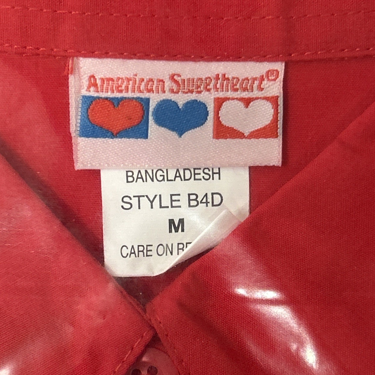 3 New American Sweetheart Button Up Collared Shirt Purple Blue Red Style B4D Med