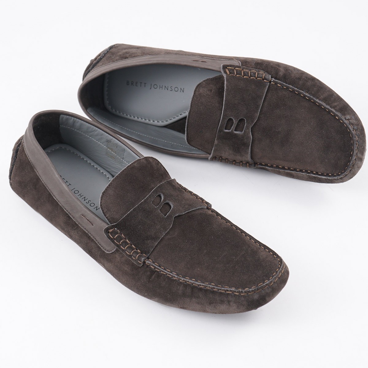Brett Johnson Dark Brown Calf Suede Driving Moccasins 6.5 (Eu 39.5) Shoes NIB