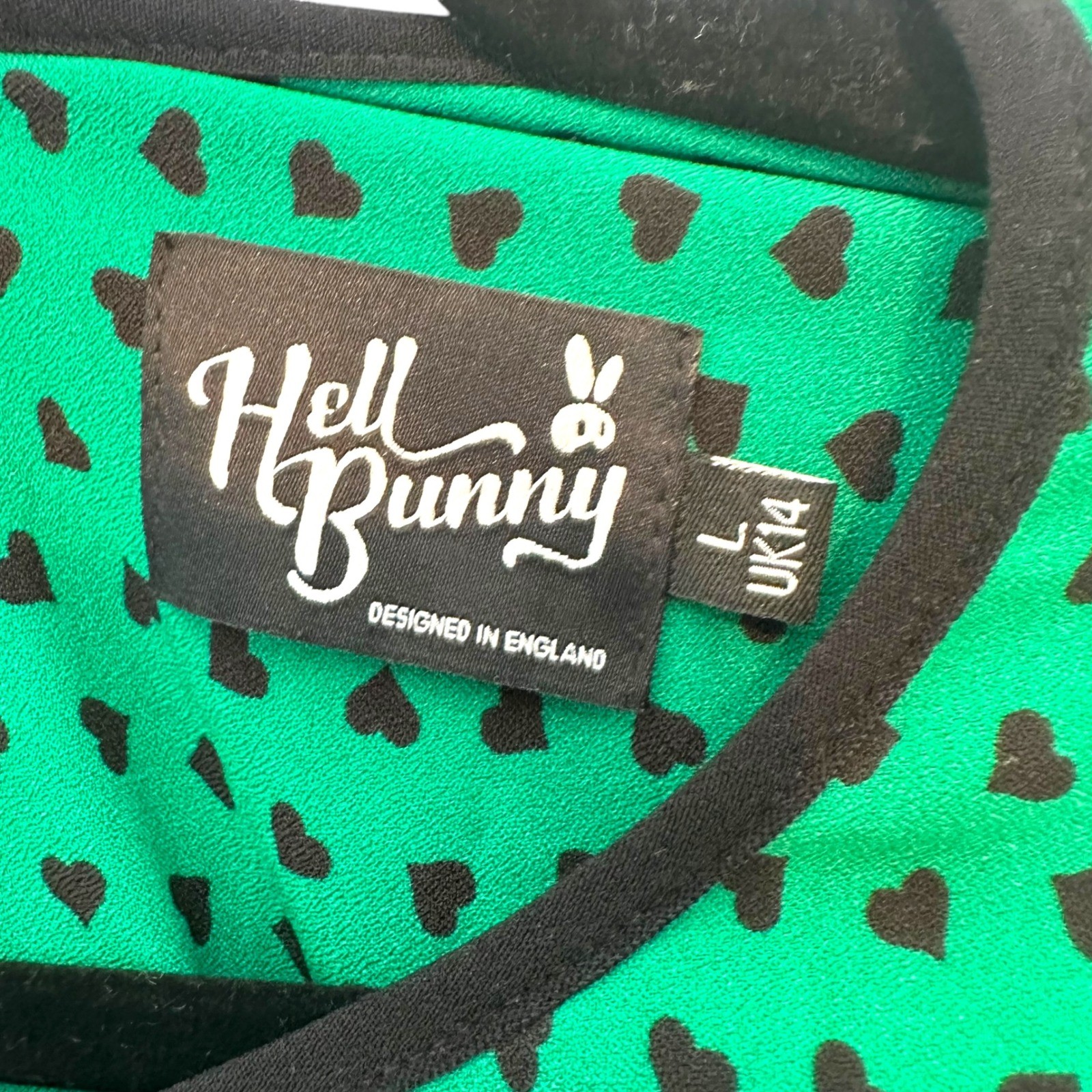 Hell Bunny Dress Paradisum 50s Keyhole Heart Polka Dot Green L Rockabilly Pinup